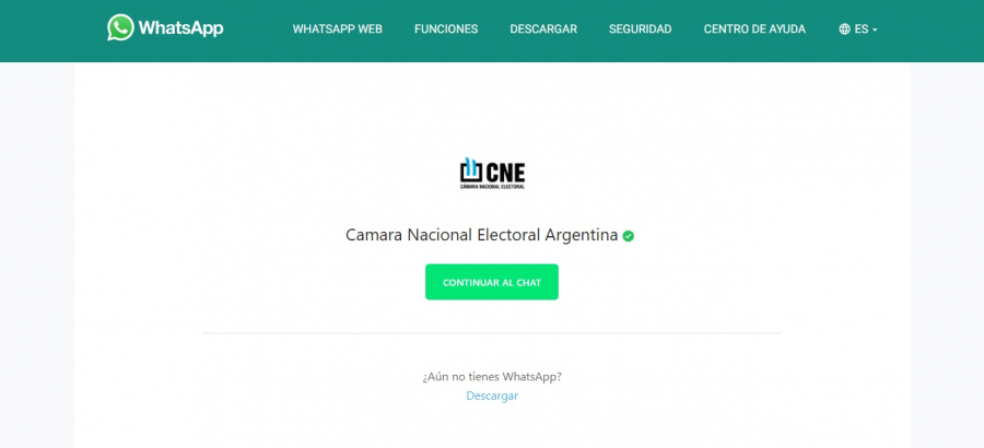 Imagen sobre Cámara Nacional Electoral responde consultas por Whatsapp sobre las elecciones