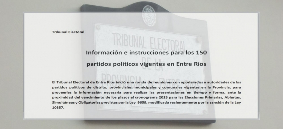Imagen sobre Información e instrucciones para los 150 partidos políticos vigentes en Entre Ríos